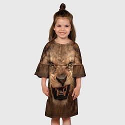 Платье клеш для девочки Взгляд льва, цвет: 3D-принт — фото 2