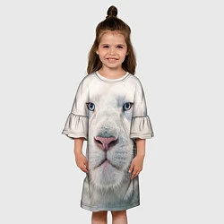 Платье клеш для девочки Взгляд белого льва, цвет: 3D-принт — фото 2