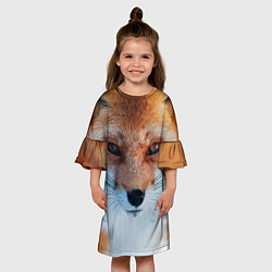 Платье клеш для девочки Взгляд лисы, цвет: 3D-принт — фото 2
