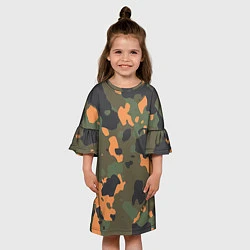 Платье клеш для девочки Камуфляж: хаки/оранжевый, цвет: 3D-принт — фото 2