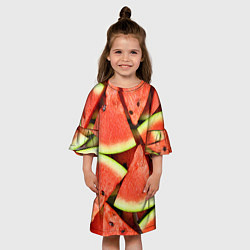 Платье клеш для девочки Дольки арбуза, цвет: 3D-принт — фото 2