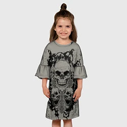 Платье клеш для девочки Skulls, цвет: 3D-принт — фото 2