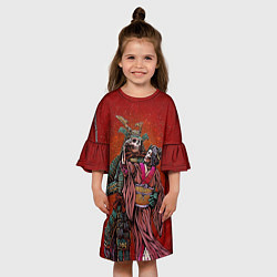 Платье клеш для девочки Скелеты, цвет: 3D-принт — фото 2