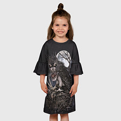 Платье клеш для девочки Ночной охотник, цвет: 3D-принт — фото 2