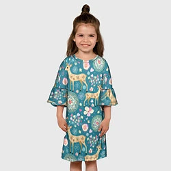 Платье клеш для девочки Олений узор, цвет: 3D-принт — фото 2