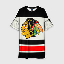 Платье клеш для девочки Chicago Blackhawks, цвет: 3D-принт