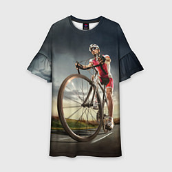 Платье клеш для девочки Велогонщик, цвет: 3D-принт