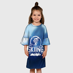 Платье клеш для девочки Лыжный спорт, цвет: 3D-принт — фото 2