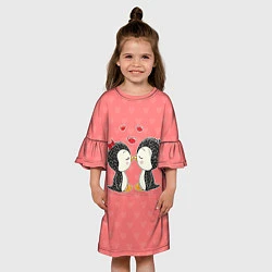 Платье клеш для девочки Влюбленные пингвины, цвет: 3D-принт — фото 2