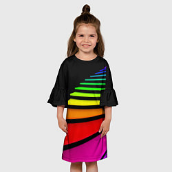 Платье клеш для девочки Радужная лестница, цвет: 3D-принт — фото 2
