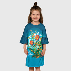 Платье клеш для девочки 8 марта ретро, цвет: 3D-принт — фото 2