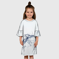Платье клеш для девочки Белая вода, цвет: 3D-принт — фото 2
