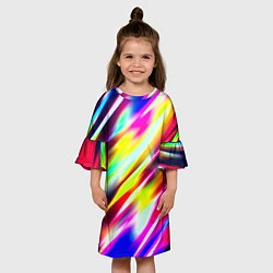 Платье клеш для девочки Цветные блики, цвет: 3D-принт — фото 2
