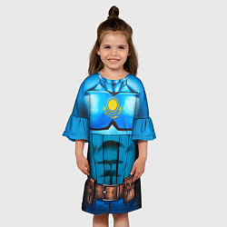 Платье клеш для девочки Капитан Казахстан, цвет: 3D-принт — фото 2