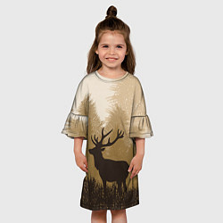 Платье клеш для девочки Олень на охоте, цвет: 3D-принт — фото 2