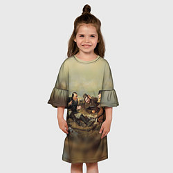 Платье клеш для девочки Русские охотники, цвет: 3D-принт — фото 2