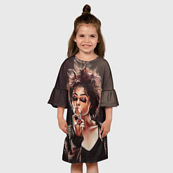Платье клеш для девочки Марла с сигаретой, цвет: 3D-принт — фото 2