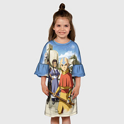Платье клеш для девочки Легенда об Аанге, цвет: 3D-принт — фото 2