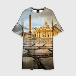Платье клеш для девочки Площадь святого Петра, цвет: 3D-принт