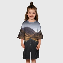 Платье клеш для девочки Пейзаж горная трасса, цвет: 3D-принт — фото 2