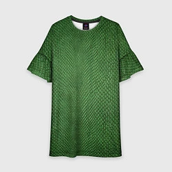 Платье клеш для девочки Змеиная зеленая кожа, цвет: 3D-принт