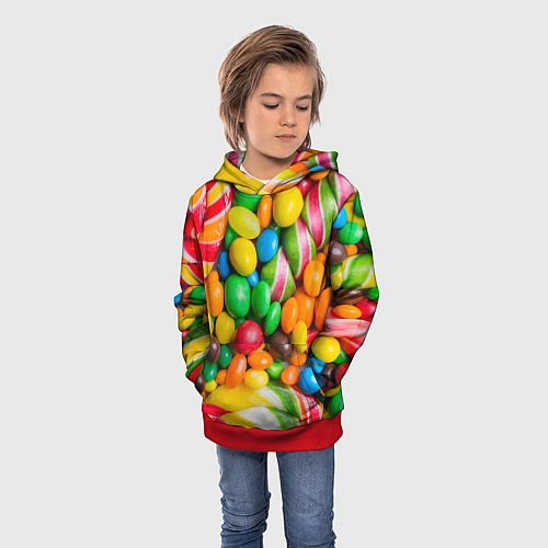 Детская толстовка Сладкие конфетки / 3D-Красный – фото 3