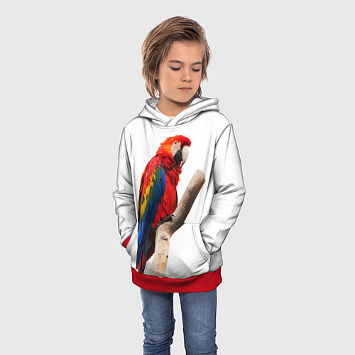 Детская толстовка Яркий попугай / 3D-Красный – фото 3