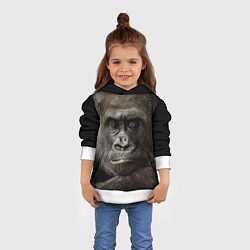 Толстовка-худи детская Глаза гориллы, цвет: 3D-белый — фото 2