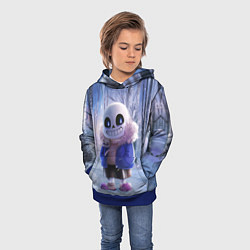 Толстовка-худи детская Winter forest & Sans, цвет: 3D-синий — фото 2