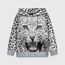 Толстовка-худи детская Белый леопард, цвет: 3D-меланж