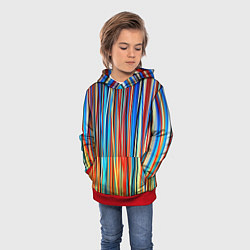 Толстовка-худи детская Colored stripes, цвет: 3D-красный — фото 2