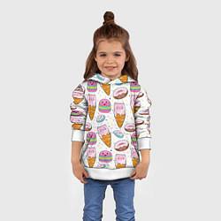 Толстовка-худи детская Сладкие котики, цвет: 3D-белый — фото 2