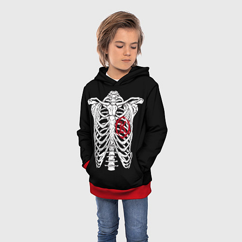 Детская толстовка Кукрыниксы: Скелет / 3D-Красный – фото 3