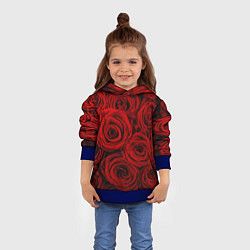 Толстовка-худи детская Красные розы, цвет: 3D-синий — фото 2