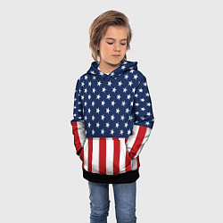 Толстовка-худи детская Флаг США, цвет: 3D-черный — фото 2