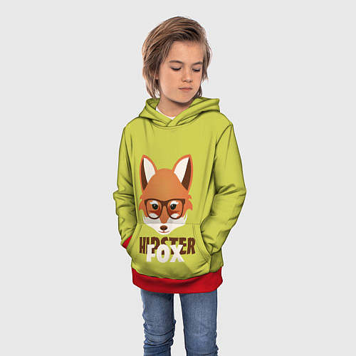 Детская толстовка Hipster Fox / 3D-Красный – фото 3