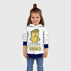 Толстовка-худи детская Я не злюсь, я улыбаюсь вниз, цвет: 3D-синий — фото 2