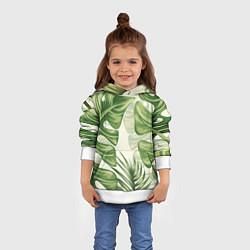 Толстовка-худи детская Тропический папоротник, цвет: 3D-белый — фото 2