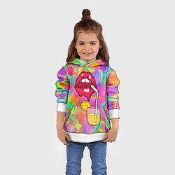 Толстовка-худи детская Cocktail lips, цвет: 3D-белый — фото 2