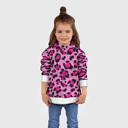 Толстовка-худи детская Розовый леопард, цвет: 3D-белый — фото 2
