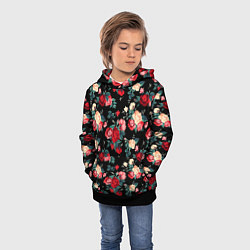 Толстовка-худи детская Кустовые розы, цвет: 3D-черный — фото 2