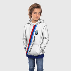 Толстовка-худи детская BMW Motorsport: White Carbon, цвет: 3D-синий — фото 2