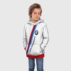 Толстовка-худи детская BMW Motorsport: White Carbon, цвет: 3D-красный — фото 2
