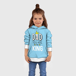 Толстовка-худи детская Dad you are the King, цвет: 3D-белый — фото 2