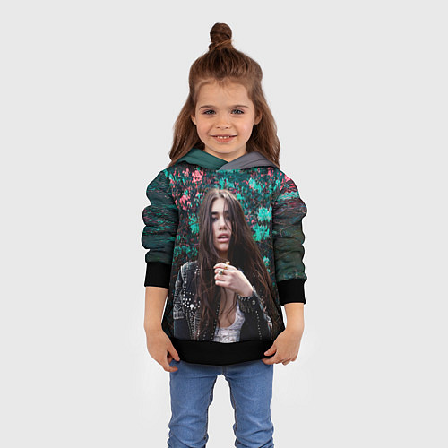 Детская толстовка Dua Lipa: Floral / 3D-Черный – фото 4