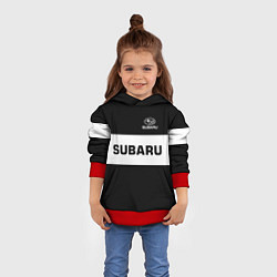 Толстовка-худи детская Subaru: Black Sport, цвет: 3D-красный — фото 2