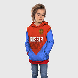 Толстовка-худи детская Russia Red & Blue, цвет: 3D-красный — фото 2