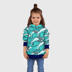 Толстовка-худи детская Лазурные дельфины, цвет: 3D-синий — фото 2