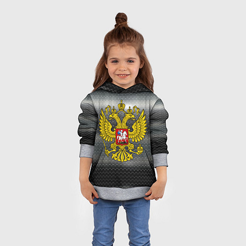 Детская толстовка Герб России на металлическом фоне / 3D-Меланж – фото 4