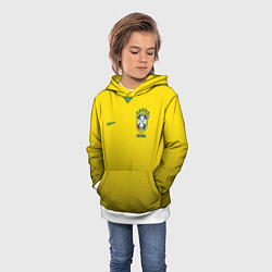 Толстовка-худи детская Brazil Team: WC 2018, цвет: 3D-белый — фото 2